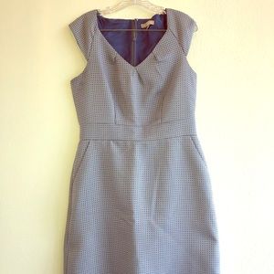 Banana Republic blue and white fitted sheath